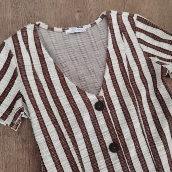 Zara textured striped button up dress - Picture 3 of 7